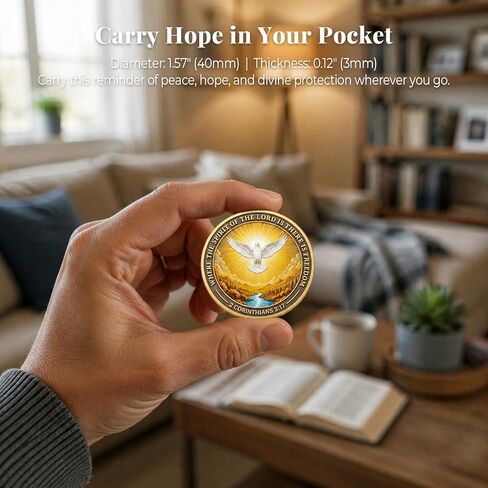 Freedom in Christ Christian Challenge Coin, 2 Corinthians 3:17 Pocket Prayer Coin, Inspirational Christian Gift for Men Women, Religious Encouragement Token for Anxiety, Faith, Hope & Strength in Saudi Arabia