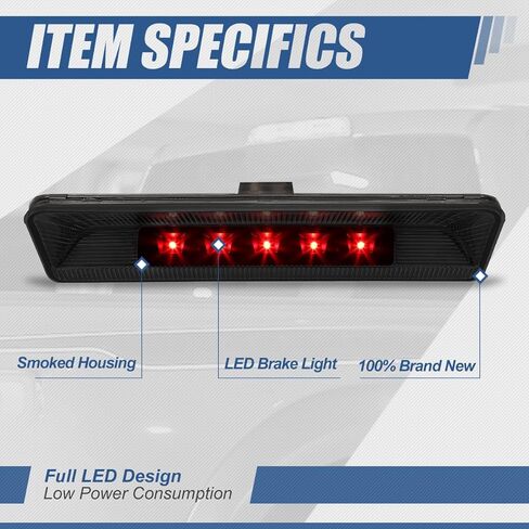 مصباح فرامل خلفي LED ثالث من Auto Dynasty متوافق مع مصباح توقف Ford Explorer الخلفي العالي 2011-2015، غطاء أسود in Kuwait