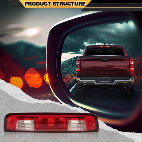 CNNELL Third 3rd Brake Lights Red Compatible with Dodge Ram 1500 2009-2017/ Fit Dodge Ram 2500 3500 2010-2017, 923-270, 68412024AA in Kuwait