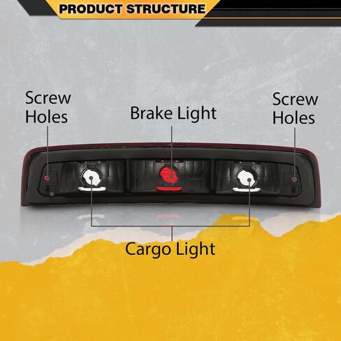 CNNELL Third 3rd Brake Lights Red Compatible with Dodge Ram 1500 2009-2017/ Fit Dodge Ram 2500 3500 2010-2017, 923-270, 68412024AA in Kuwait