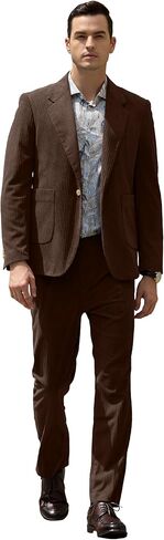 Mens Corduroy Suit Slim Fit 2 Pieces Blazer Pants Suits for Men Vintage Wedding Business Corduroy Suit Jacket Men in Saudi Arabia