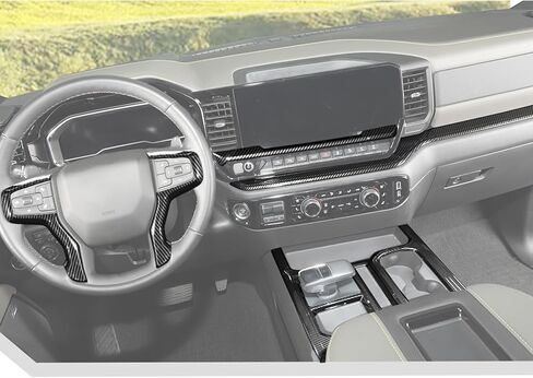 JeCar 7pcs Carbon Fiber Interior Trim Kit for 2022-2025 Chevy Silverado in Kuwait