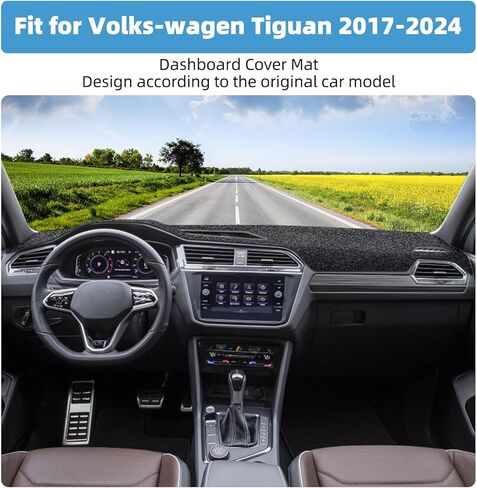 حصيرة غطاء لوحة القيادة متوافقة مع Volkswagen VW Tiguan 2017-2024 غطاء لوحة القيادة غير القابل للانزلاق حصيرة ظلة الأشعة فوق البنفسجية حامي الملحقات الداخلية in Kuwait