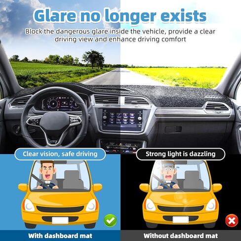 حصيرة غطاء لوحة القيادة متوافقة مع Volkswagen VW Tiguan 2017-2024 غطاء لوحة القيادة غير القابل للانزلاق حصيرة ظلة الأشعة فوق البنفسجية حامي الملحقات الداخلية in Kuwait