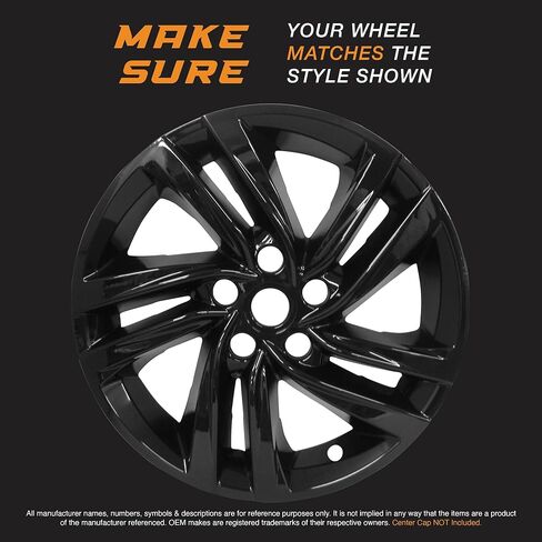 PACRIM 17" Gloss Black Wheel Skin Set Made for Buick Envista Preferred Crossover (2024-2026) | Durable ABS Plastic Wheel Cover |Fits Directly Over OEM Wheel in Kuwait