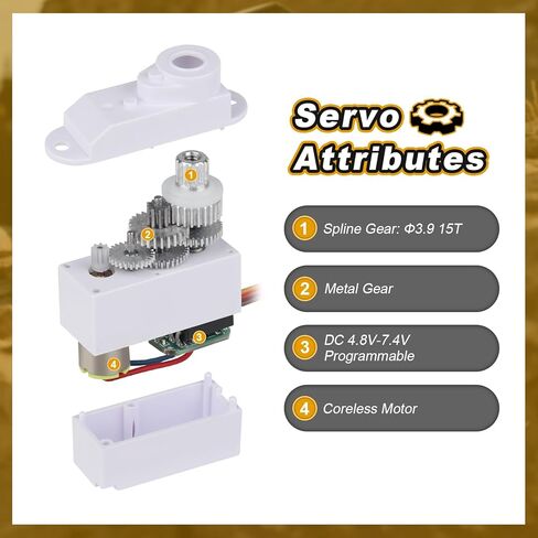 HobbyPark Digital 4.3g Micro Servo Coreless Motor Metal Gears Mini Servos لطائرات RC والطائرات الشراعية وطائرات الهليكوبتر والروبوتات ومشاريع Arduino وسيارات RC (4) in Kuwait
