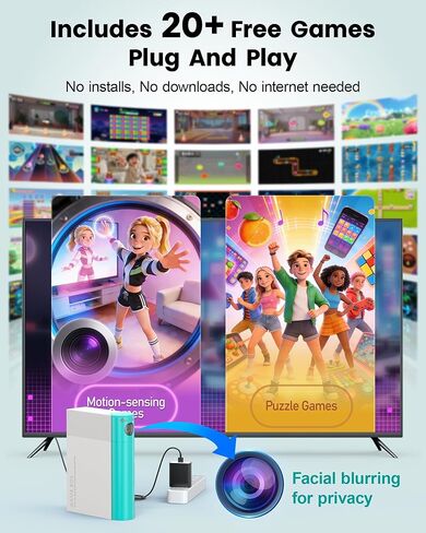 AR Motion Game Console for Kids: Plug and Play TV Video Game System for Indoor Physical Play Interactive Family Fun Game Nights Parties Playtime - Great Gift for Boys Girls (Light Green) in Saudi Arabia