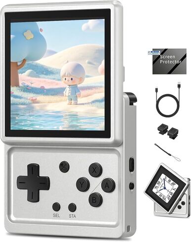 Anbernic RG Rotate Handheld Game Console-3.5 Inch 360° Swivel Touch Screen, Android 12, Adjustable Shoulder Buttons, Pocket Mini Portable Gaming Console for Daily Entertainment(Polar Black) in Saudi Arabia