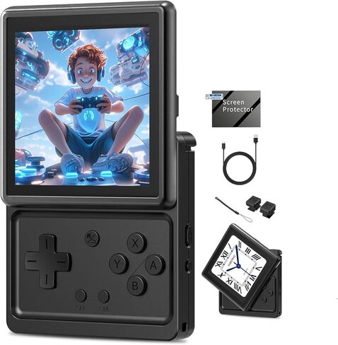 Anbernic RG Rotate Handheld Game Console-3.5 Inch 360° Swivel Touch Screen, Android 12, Adjustable Shoulder Buttons, Pocket Mini Portable Gaming Console for Daily Entertainment(Polar Black) in Kuwait
