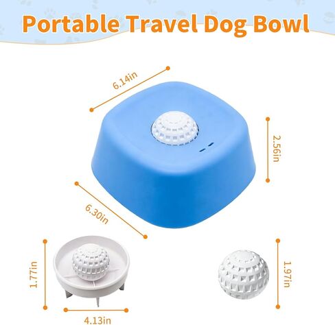 Slow Feeder Dog Bowls for Liquid Treat, Anti-Slip (Entertained Ball-in) Bone Broth Dog Lick Bowl, 3/4 Cup Yogurt Pup Lick Toy for Large Medium Small Breeds Dietary Supplement/Post-op Nutrition,Blue in Saudi Arabia