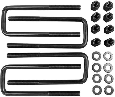 Black Square U-Bolts 2.5" Wide Leaf Springs 8.75" Long w/Hardware for 1988-2019 Chevy Silverado GMC Sierra 1500 in Saudi Arabia