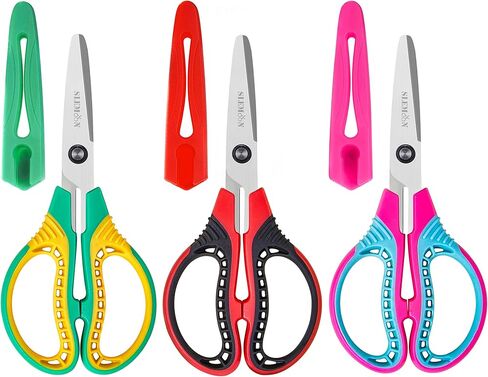 Kids Scissors for Ages 6+, 6" Blunt Tip Children Craft Scissors with Safety Cover, Ambidextrous Soft Grip Stainless Steel Blades for School Home Art Supplies,3-Pack in Saudi Arabia