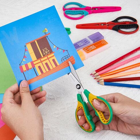 Kids Scissors for Ages 6+, 6" Blunt Tip Children Craft Scissors with Safety Cover, Ambidextrous Soft Grip Stainless Steel Blades for School Home Art Supplies,3-Pack in Saudi Arabia