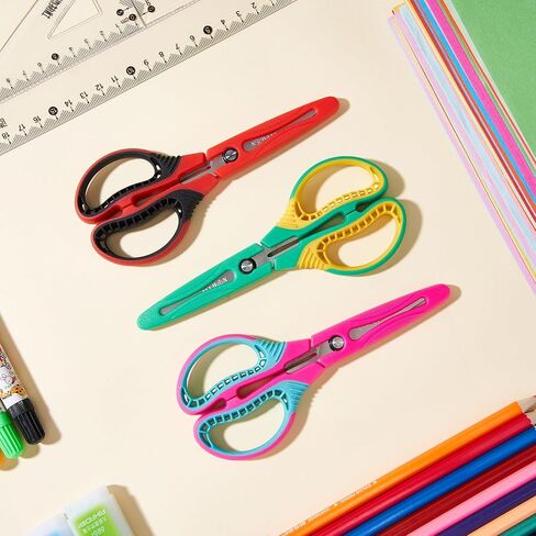 Kids Scissors for Ages 6+, 6" Blunt Tip Children Craft Scissors with Safety Cover, Ambidextrous Soft Grip Stainless Steel Blades for School Home Art Supplies,3-Pack in Saudi Arabia