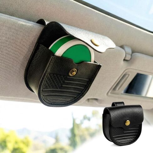 Car Visor ZYN Holder Faux Leather Pouch – Magnetic Snap Zyn Can Holster for Sun Visor, Premium PU Organizer for Pouch Cans, Universal Fit Car Interior Accessories for Men & Women (Black) in Saudi Arabia