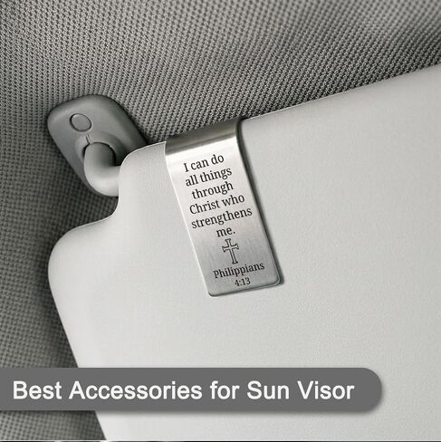 I Can Do All Things Through Christ Who Strengthens Me Visor Clip for Cars, Car Accessories Gifts for Women Men, Christian Scripture Bible Verse Car Visor Clip for New Drivers, Religious Gifts in Kuwait