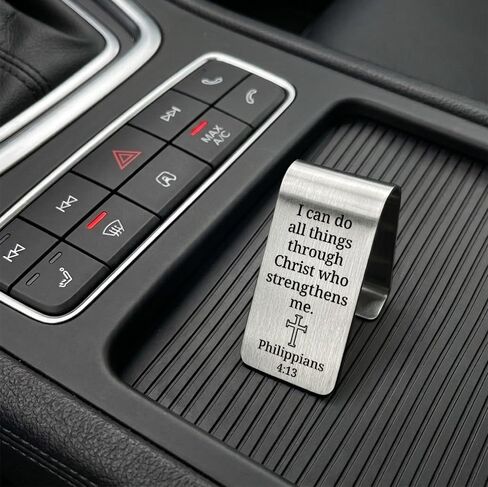 I Can Do All Things Through Christ Who Strengthens Me Visor Clip for Cars, Car Accessories Gifts for Women Men, Christian Scripture Bible Verse Car Visor Clip for New Drivers, Religious Gifts in Kuwait
