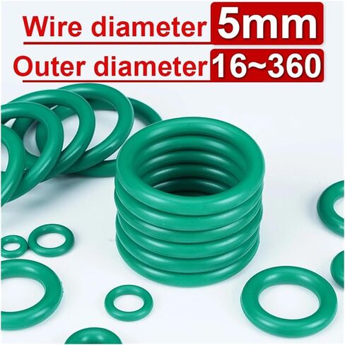 قطر السلك 5 مم FKM Fluororubber O-Ring حلقة الختم CS OD 13 مم - 400 مم حلقة مقاومة للحرارة 5 قطع (OD 115 مم (2 قطعة)) in Kuwait
