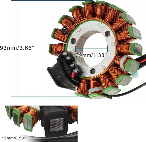 GOOFIT 16 لفائف 7 سلك مولد مغناطيسي الجزء الثابت ملف الإشعال لاستبدال YFM225 YFM250 Moto-4 1986 1987 1988 1989 1990 1991 OEM:59V-85510-20 in Kuwait