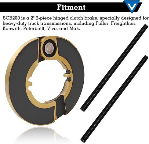 SCB200 Clutch Brake, 2 Piece Hinged Brake, For Heavy-Duty Transmissions, Inner diameter 2" Thickness 0.38", Durable Steel Construction, Replace 85541/BCH200H/G2015830 in Saudi Arabia