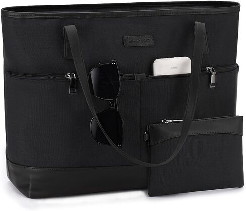 Kasqo Laptop Tote Bag for Women, 15.6" Water Resistant Shockproof Large Shoulder Work Teacher Bag with Luggage Sleeve in Saudi Arabia