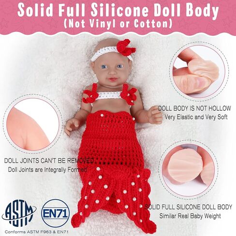 Vollence 14 inch Silicone Baby Dolls Girl Weighted 4 lb,[NOT Vinyl],Silicone Full Body Reborn Lifelike Real Life Realistic Newborn Soft Babies with Feeding Accessories & Gift Box for Kids Age 3+ in Kuwait