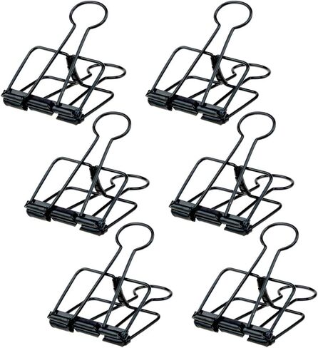 GSHLLO 6 Pcs 51 mm Large Metal Wire Binder Clips Big Paper Clamps Heavy Duty Paper Clips Document Organizing Clip Giant Paperwork Clamps Office Supplies for Food Packages Black in Kuwait