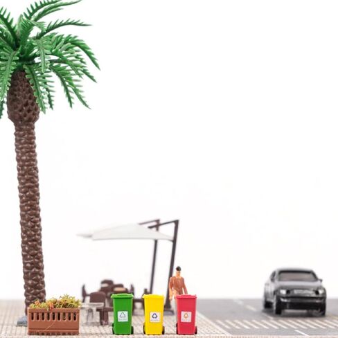 5pcs HO Scale 1:87 Miniature Trash Can Model ABS Plastic Ashbin for Model Train Layout in Saudi Arabia