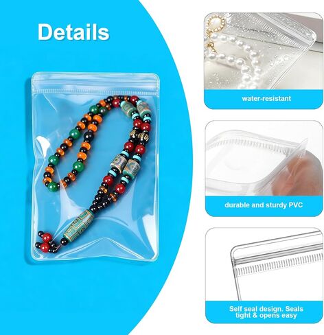 100pcs Jewelry Bags Clear Plastic, Sturdy PVC Anti Tarnish Jewelry Bags, Travel Jewelry Organizer for Rings & Earrings, Plastic Bags for Jewelry - 2 Sizes (2.76 * 3.94 in & 3.54 * 5.12 in) in Saudi Arabia