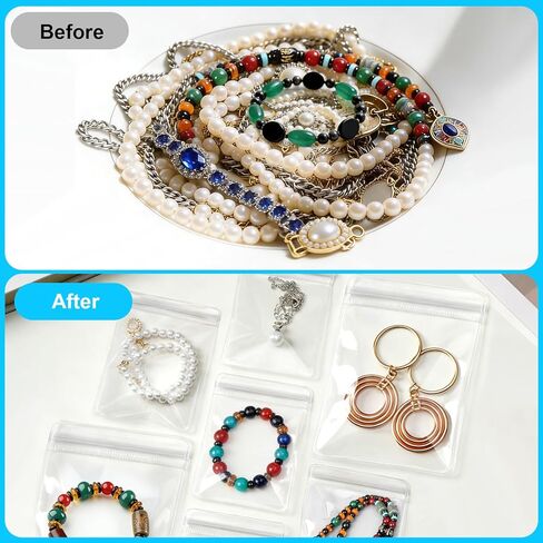 100pcs Jewelry Bags Clear Plastic, Sturdy PVC Anti Tarnish Jewelry Bags, Travel Jewelry Organizer for Rings & Earrings, Plastic Bags for Jewelry - 2 Sizes (2.76 * 3.94 in & 3.54 * 5.12 in) in Saudi Arabia