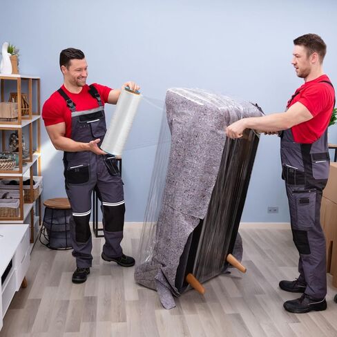 Noamus 2 Pack Clear Stretch Wrap, 18" x 1000 Feet Heavy Duty Film with Handle, 80 Gauge Plastic Shrink Film Roll, Self-Adhering Industrial Strength Moving Wrap for Pallet Packing, Shipping, Storage in Kuwait