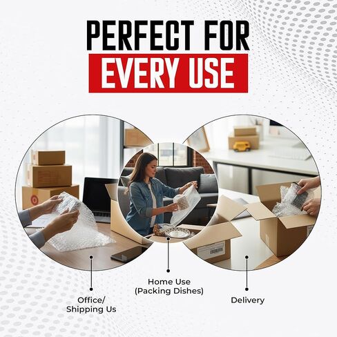 Tapsi Bubble Cushioning Wrap, 12 Inch x 72 Feet, 2 Rolls, Perforated Every 12", Premium Quality Moving and Shipping Supplies, Made in USA in Saudi Arabia