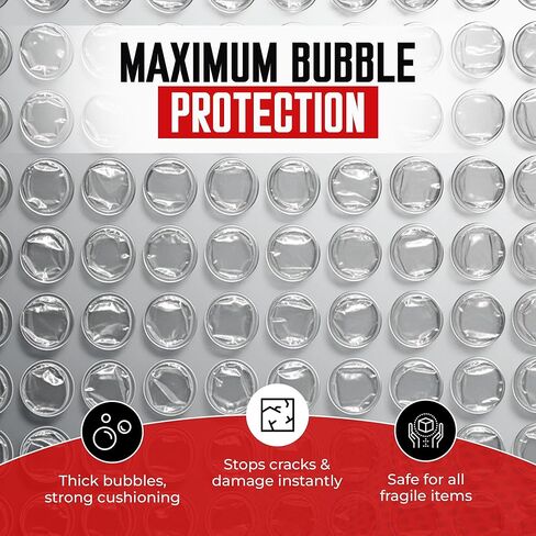 Tapsi Bubble Cushioning Wrap, 12 Inch x 72 Feet, 2 Rolls, Perforated Every 12", Premium Quality Moving and Shipping Supplies, Made in USA in Saudi Arabia