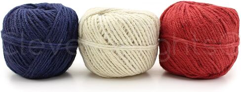 CleverDelights Red White and Navy Jute Twine Combo Pack - 150 Yards - 2mm Diameter - Jute Twine in Kuwait