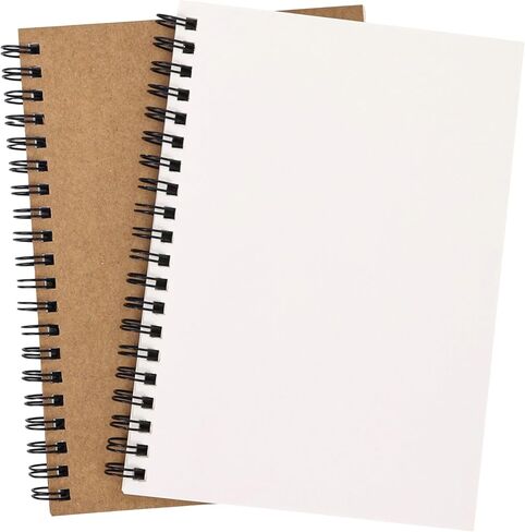 EOOUT 2 حزمة من دفاتر الرسم الحلزونية الفارغة B6، 140 صفحة / 70 ورقة، مجلات غير مبطنة 5 × 7 بوصة 100 جرام لكل متر مربع للرسم والفن والطلاب والمكتب (أسود) in Kuwait