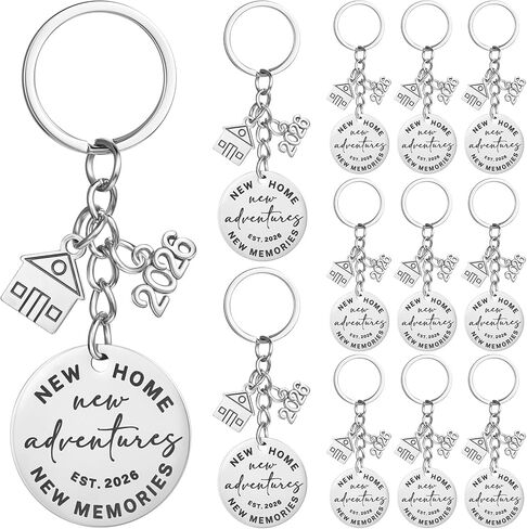 12 Pcs Bulk Estate Agent Gifts 2024 Sweet Home Keychains Stainless Steel Keychains Estate Agent Supplies for Home Buyers Real Estate Agent Favors in Saudi Arabia
