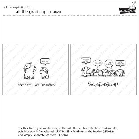 مجموعة طوابع شفافة من Lawn Fawn LF4079 All The Grad Caps 2X3 in Kuwait