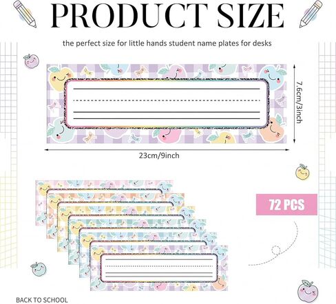 AmazingSpark Desk Name Tags for Classroom 9 x 3 Inch Pastel Gingham Apple Bow Desk Name Plate Locker Tags for Student Teacher Classroom Kindergarten Preschool 1st, 2nd and 3rd Grade(Pastel Gingham) in Kuwait