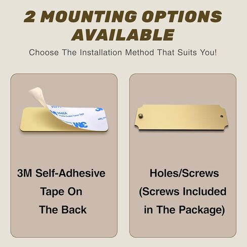 Personalized Brass Name Plate, Brushed Gold Frame Plaque, 3 x 1 inches, with Adhesive or Screws – Ideal for Trophies, Urns, Picture Frames and More as Custom Name Label or Art Tag, 3" W x 1" H x 0.04" (Thickness) in Saudi Arabia