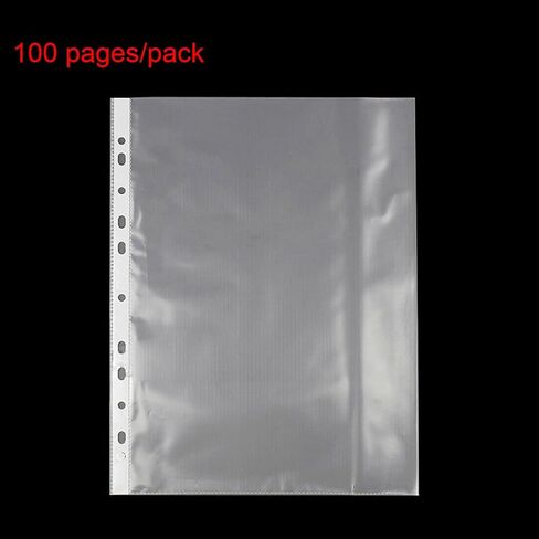 A4 Punched Pocket, 100 Pack Premium Clear Sheet Protectors 11.97 x 9.25in, 11-Hole Plastic Page Protectors Sheet Top Loaded, Paper Sheets Document Sleeve for 2/3/4 Ring Binders (Color:Transparent) in Saudi Arabia
