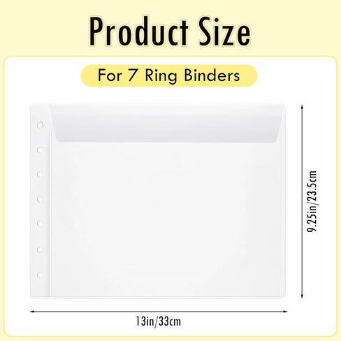 Hsei 4 PVC 7 حلقة فحص الموثق 13 × 9 1/4 "الحقيبة الشفافة بيل حارس جيب منظم مفيد لحماية الشيكات والودائع in Kuwait