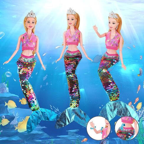 Magical Summer Mermaid Dolls with Little Mermaids | Princess Doll & Color Change Dolphin Playset for Water | Mermaid Pool Toys for Girls 4-7 | Birthday Party Christmas Wish List in Kuwait