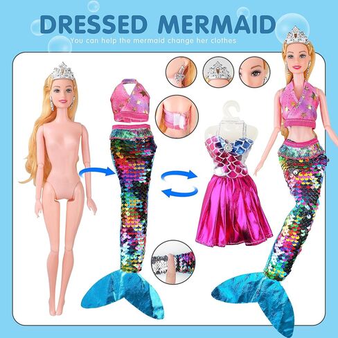 Magical Summer Mermaid Dolls with Little Mermaids | Princess Doll & Color Change Dolphin Playset for Water | Mermaid Pool Toys for Girls 4-7 | Birthday Party Christmas Wish List in Kuwait