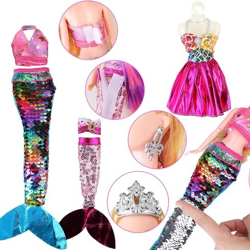 Magical Summer Mermaid Dolls with Little Mermaids | Princess Doll & Color Change Dolphin Playset for Water | Mermaid Pool Toys for Girls 4-7 | Birthday Party Christmas Wish List in Kuwait