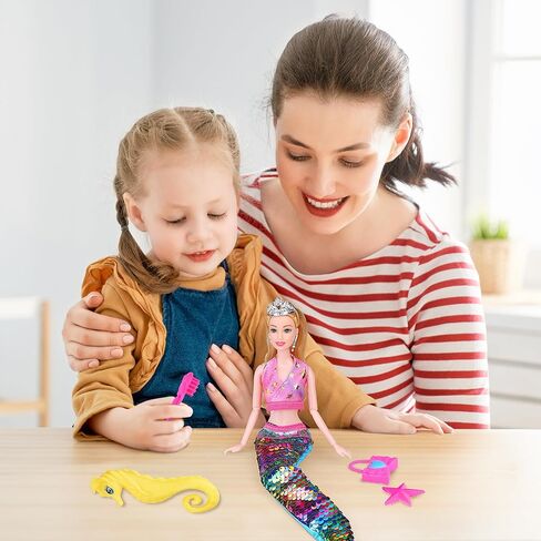 Magical Summer Mermaid Dolls with Little Mermaids | Princess Doll & Color Change Dolphin Playset for Water | Mermaid Pool Toys for Girls 4-7 | Birthday Party Christmas Wish List in Saudi Arabia