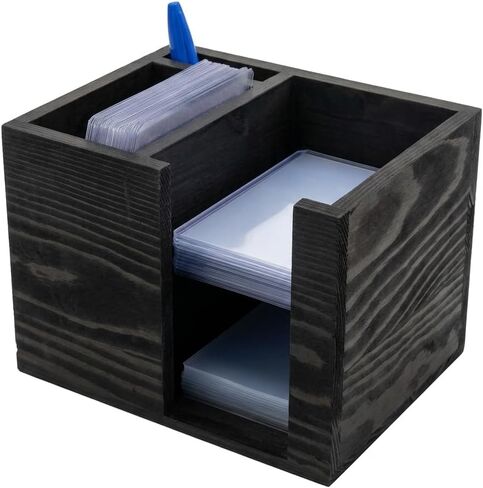 TCG Rip Caddy Shipping Station Top Loader and Penny Sleeve Dispenser Trading Card Organizer Wooden Storage Box 6.29x5.1x4.52 in in Saudi Arabia