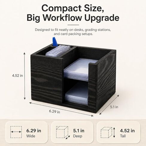TCG Rip Caddy Shipping Station Top Loader and Penny Sleeve Dispenser Trading Card Organizer Wooden Storage Box 6.29x5.1x4.52 in in Saudi Arabia