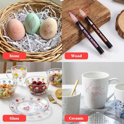12 Colors Double Line Outline Markers Self Outline Squiggles Shimmer Markers Metallic Glitter Writing Drawing Pen for Adults Artists Christmas Greeting Card Birthday Gift DIY Easter Eggs in Kuwait