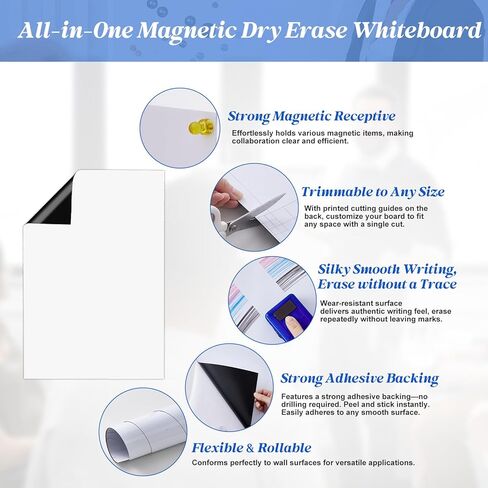 Magnetic Whiteboard Contact Paper Adhesive 15.75" x 23.62", Dry Erase White Board for Wall, White Board Sticker Easy to Write and Clean Magnet Board for Classroom Office Home in Kuwait