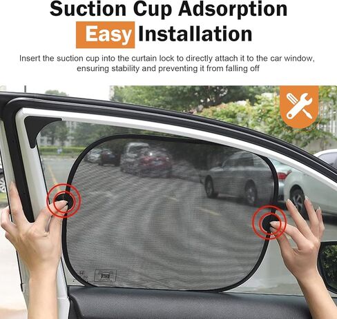 5 PCS Car Window Shade Set, Mesh Car Sun Shade Set, Heat Blocking Side & Rear Window Covers with Suction Cups, Universal Automotive Sunshade for Most Vehicles (Black) in Saudi Arabia